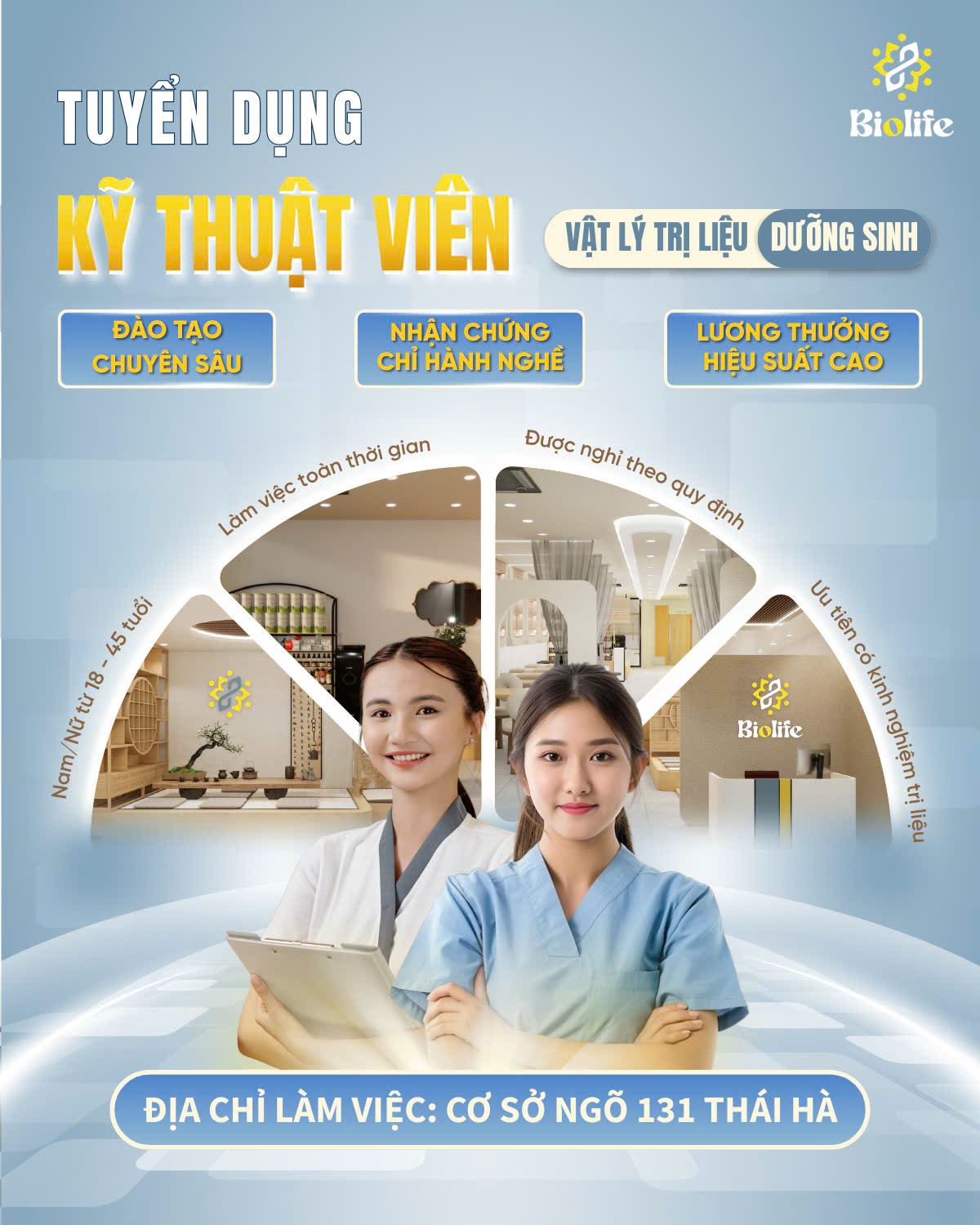 Biolife Tuyển dụng KTV trị liệu
